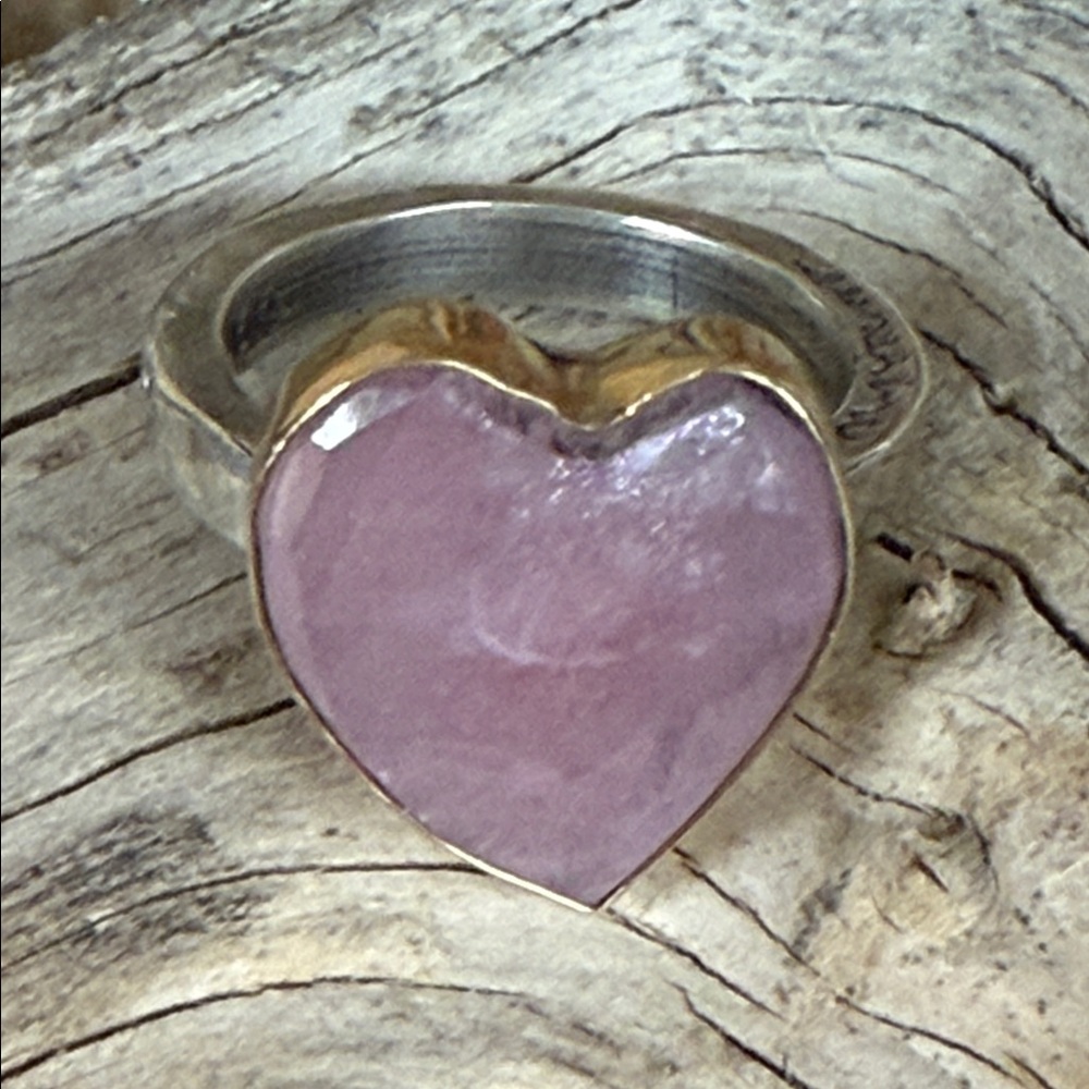Jes MaHarry “Sunlit Love Ring” heart shaped pink sapphire gold and silver. New!